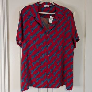 Disney Parks Disneyland Logo Red Button Down Shirt | NWT | Sz Lg